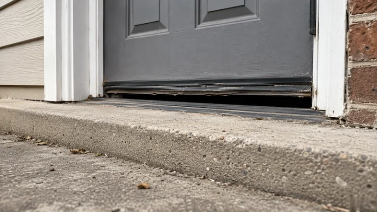Gap beneath a residential garage door that could allow rats and mice to enter the property.