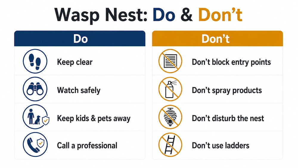 Do and do not guide for dealing with a wasp nest safely