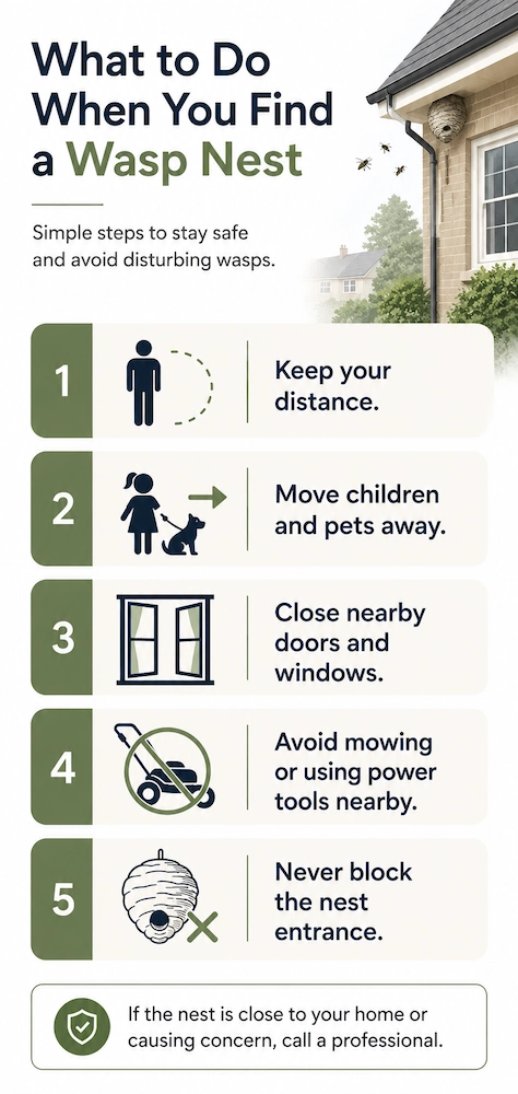 Safety steps to follow after finding a wasp nest near your home